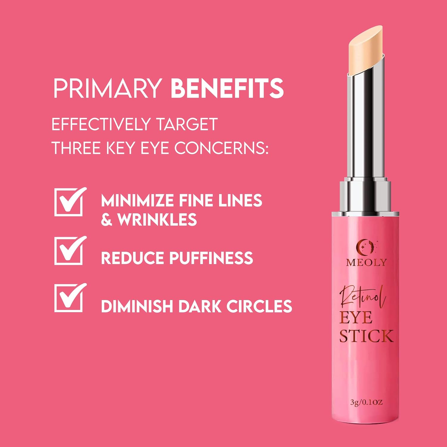 Removedor instantáneo de bolsas de ojos, crema de ojos de retinol para ojeras, barra iluminadora debajo de los ojos, crema antienvejecimiento, crema