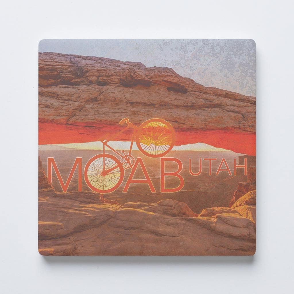 Moab, Utah, Joyride Home Decor – Posavasos de cerámica individual, cuadrado individual de 4 pulgadas, parte trasera de corcho antideslizante,