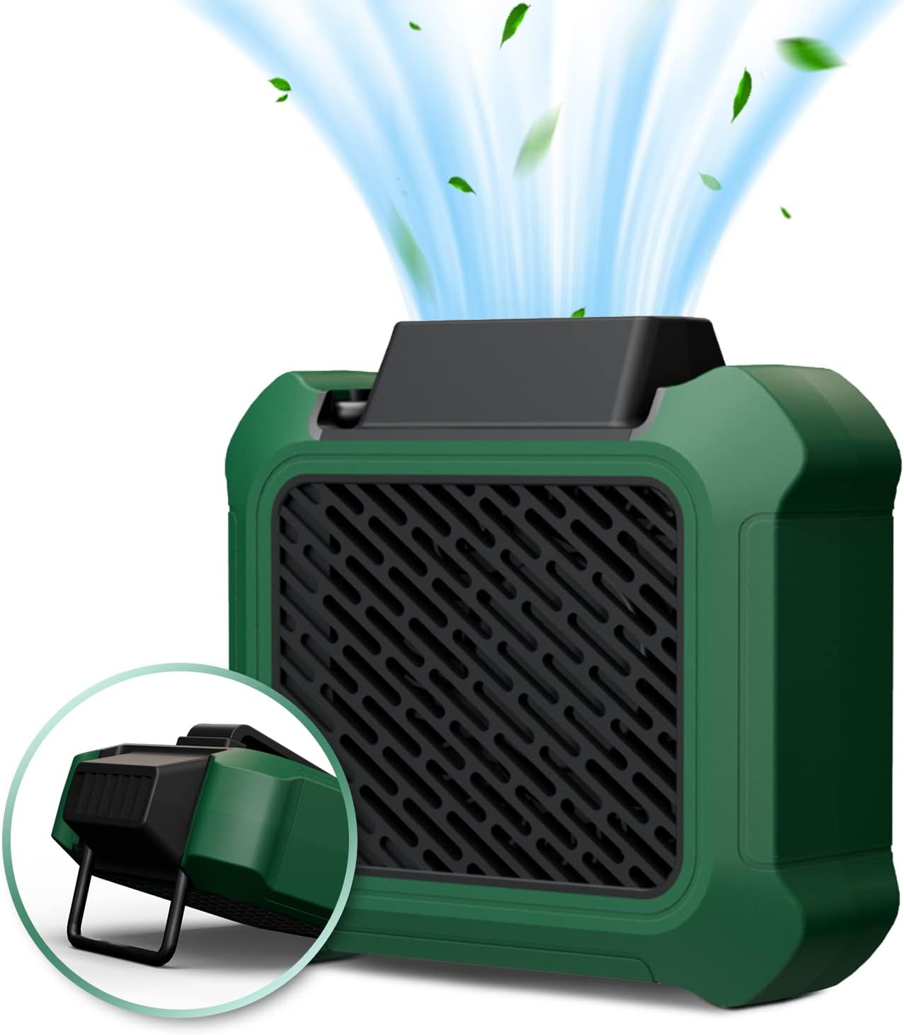 ICEBIRDS Ventilador portátil con clip de cintura, cinturón personal y ventilador de cuerpo al aire libre, ventilador de cuello colgante con batería