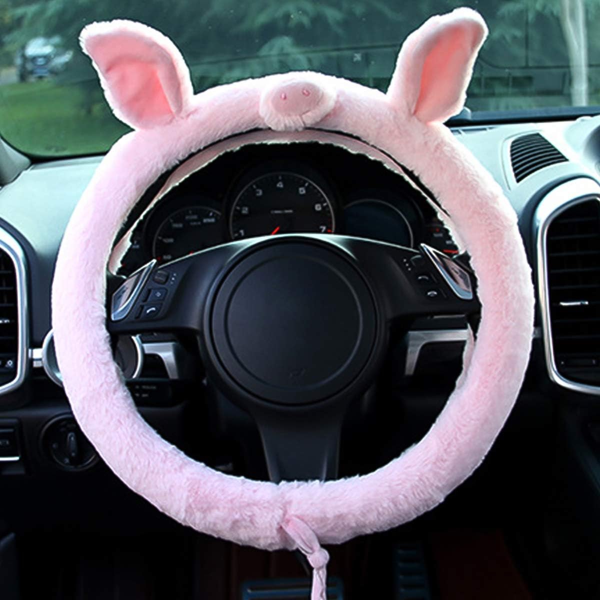Ergocar Funda antideslizante para volante de automóvil, diseño de animales lindos de invierno, 15 pulgadas, franela suave de microfibra avanzada