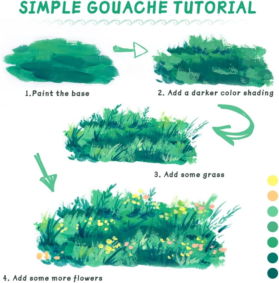 Arrtx Juego de pintura Gouache, 9 colores apagados x 1.3 fl oz (1.2 fl oz), pintura de acuarela con 2 pinceles de acuarela de viaje, punta redonda,
