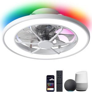 ocioc Ventiladores de techo de perfil bajo con luces, ventiladores de techo inteligentes de 18 pulgadas con AlexaGoogle AssistantApp Control que ocioc Ventiladores de techo de perfil bajo con luces, ventiladores de techo inteligentes de 18 pulgadas con AlexaGoogle AssistantApp Control que