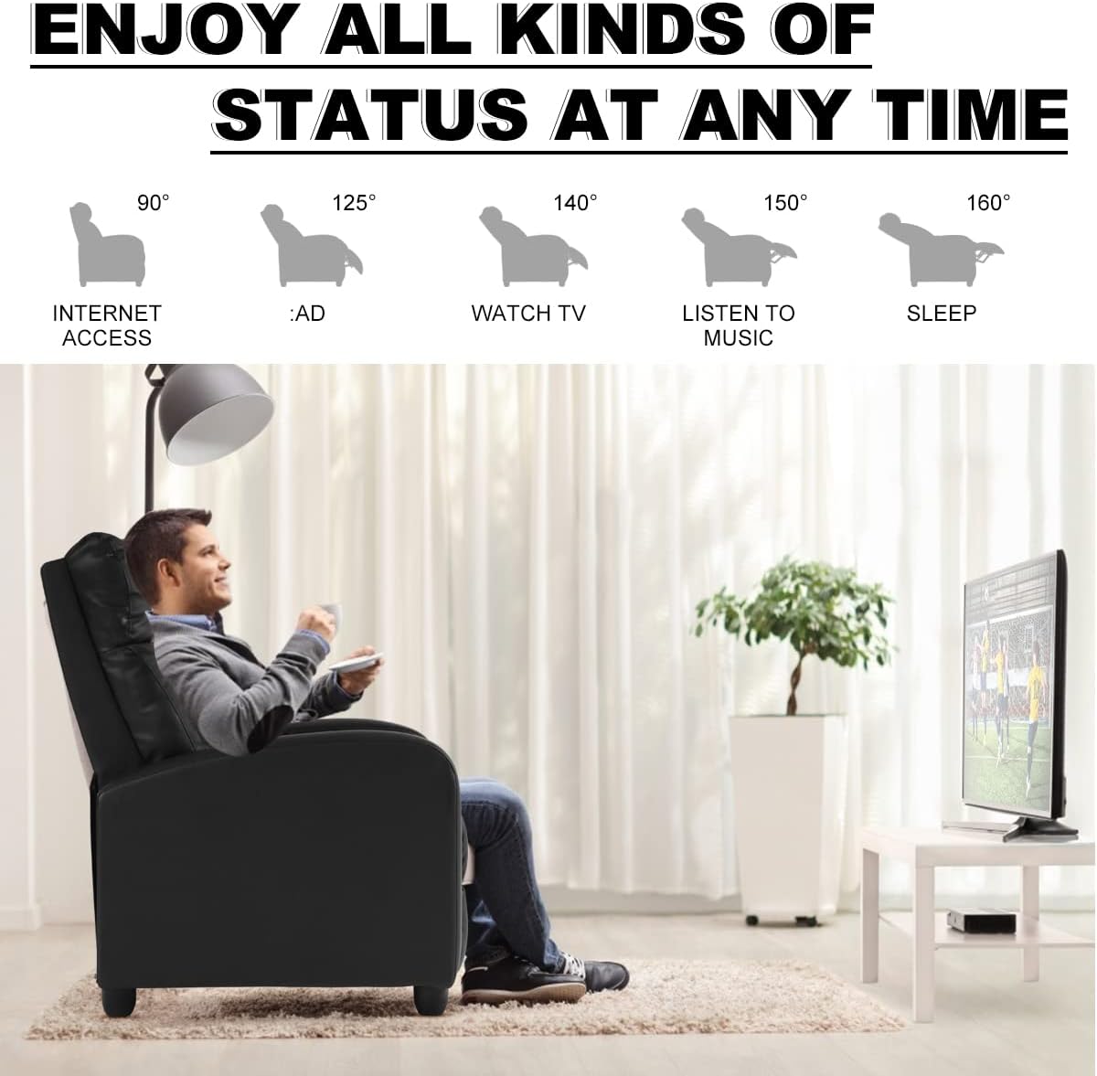 TYNB SS-AC207-B – Silla reclinable de masaje, sala de estar, sofá de lectura, asiento de cine en casa, silla moderna, fácil de descansar, asiento