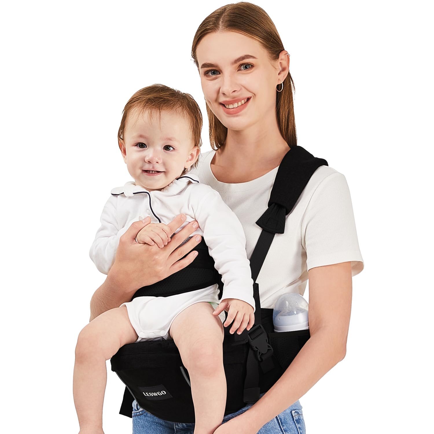 Portabebés de cadera para bebé, taburete de cintura para bebé con cintura ajustable, portabebés ergonómico con superficie de asiento de cadera