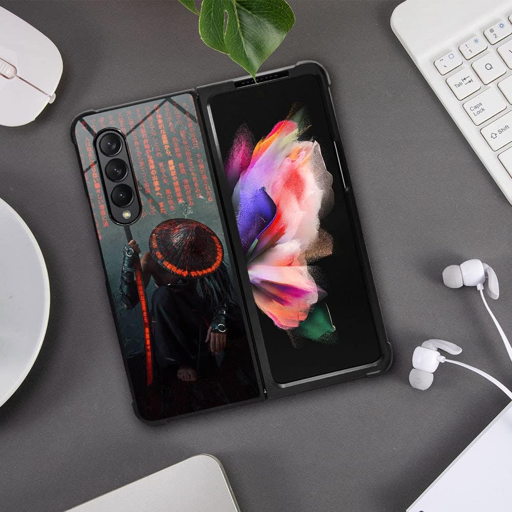 Funda compatible con Galaxy Z fold 3 5G, Samurai Galaxy Z fold 3 5G, patrón para niños y hombres, funda antiarañazos a prueba de golpes para Z fold