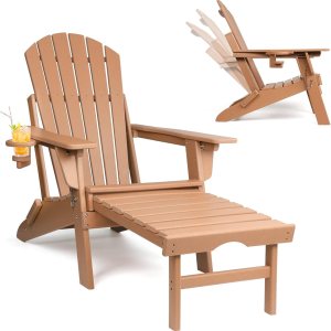 FUNBERRY Silla Adirondack con respaldo ajustable, sillas Adirondack plegables,Sillas Adirondack de plástico con otomana,Silla Adirondack resistente FUNBERRY Silla Adirondack con respaldo ajustable, sillas Adirondack plegables,Sillas Adirondack de plástico con otomana,Silla Adirondack resistente