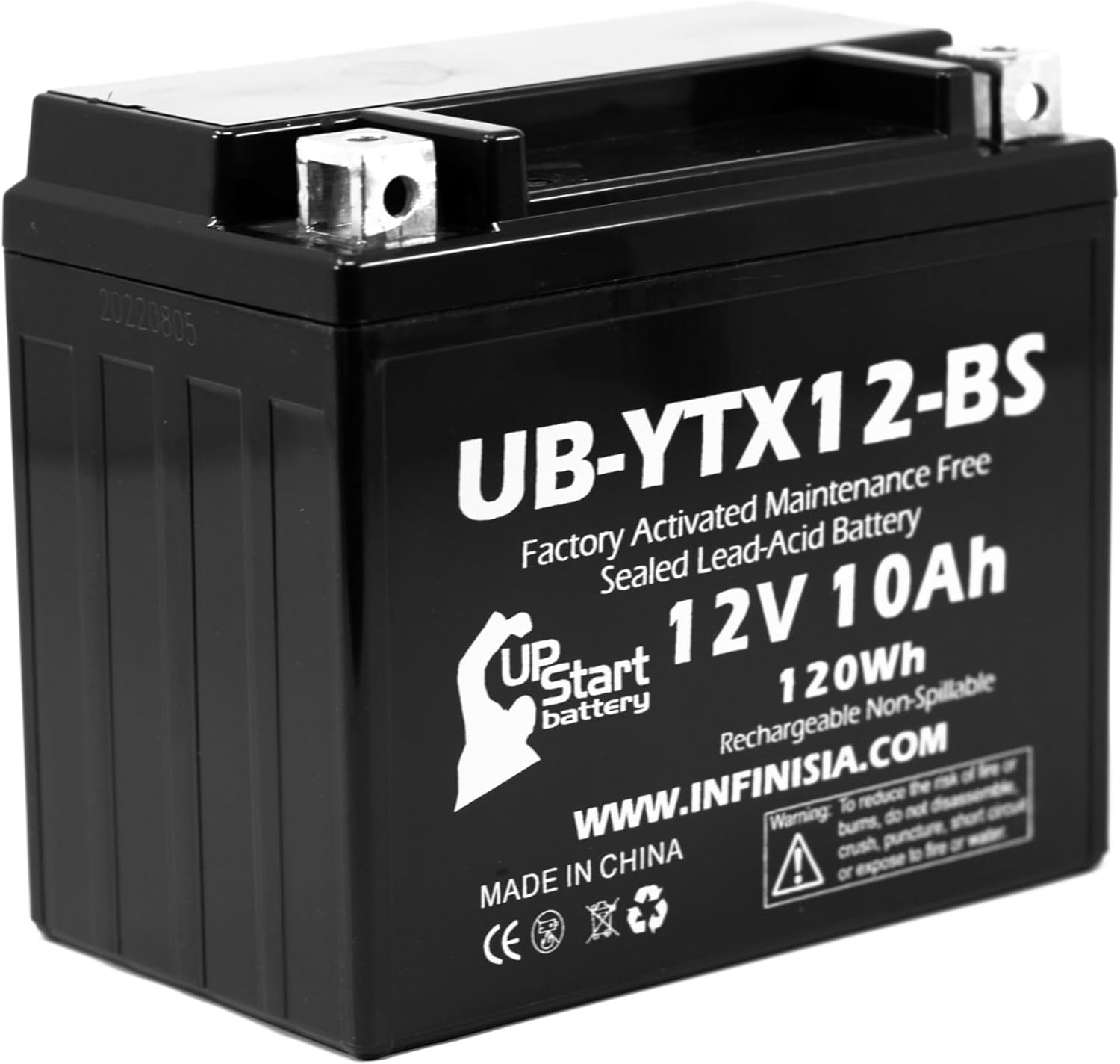 Repuesto para Honda TRX250 Recon, ES 250 CC activada de fábrica, sin mantenimiento, batería ATV – 12 V, 10 Ah, UB-YTX12-BS
