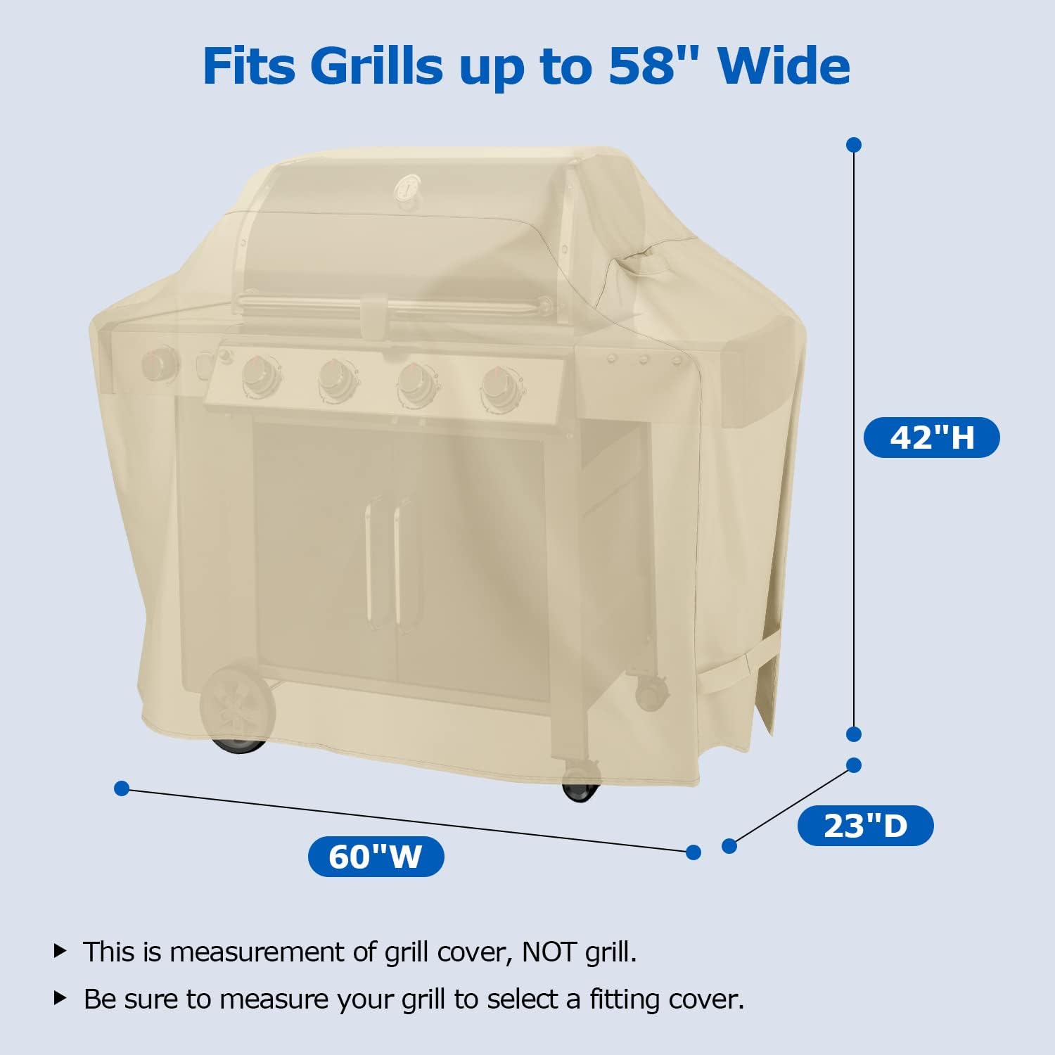 SunPatio Funda para parrilla de 60 pulgadas, resistente al agua, para exteriores, protección para todo tipo de clima, compatible con parrillas Weber