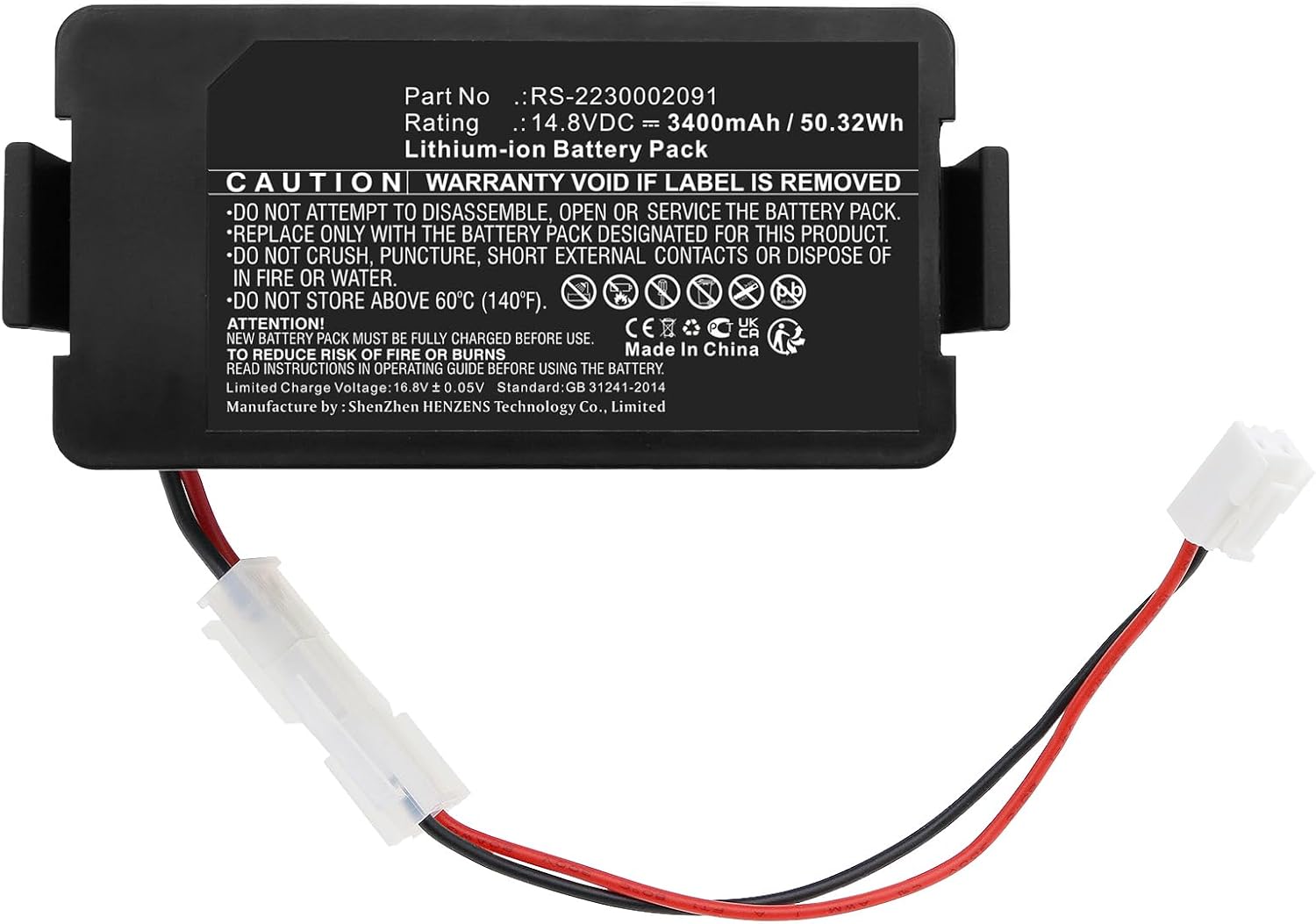 Synergy Digital Vacuum Cleaner Battery, Compatible with Tefal RS-2230002091 Vacuum Cleaner, (Li-ion, 14.8V, 3400mAh) Ultra High Capacity,