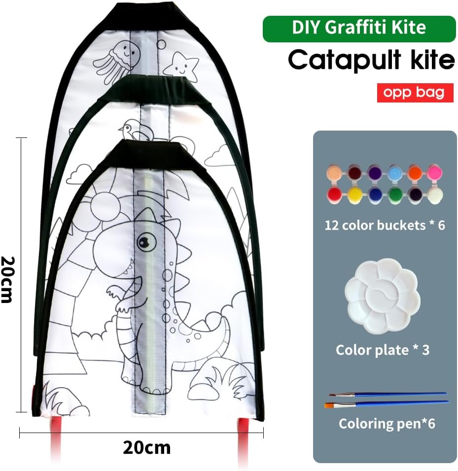 3 piezas de kit de eyección de pulgar para niños, kits de manualidades para hacer cometas para niños, mini cometa de playa fácil de volar, 4 a 12