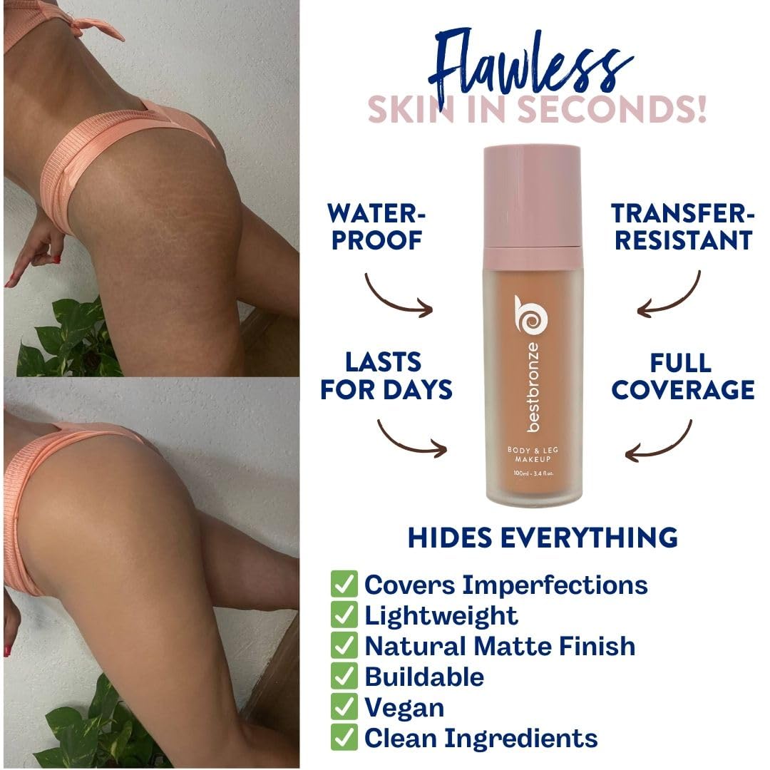 El mejor maquillaje de bronce Bombshell para cuerpo y piernas impermeable, base de cobertura completa y corrector para cubrir cicatrices, moretones,