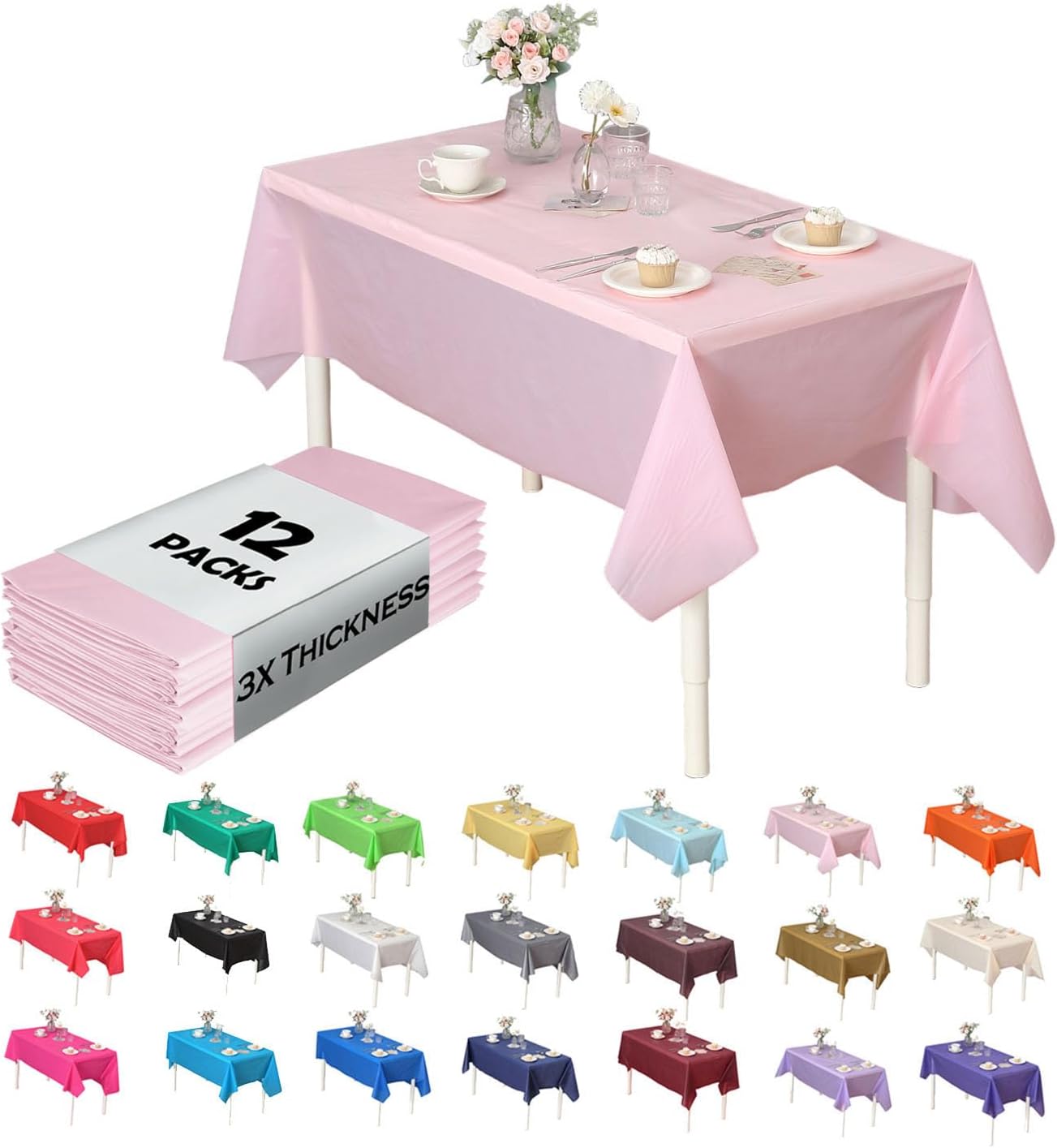 Evershine – Mantel de plástico resistente (reutilizable, 12 unidades)
