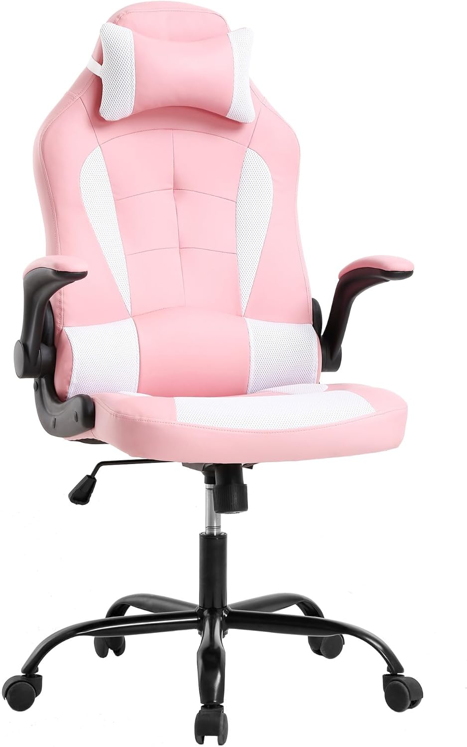 PayLessHere Silla de escritorio para videojuegos, silla ergonómica de oficina con soporte lumbar, reposabrazos acolchados, reposacabezas ajustables,