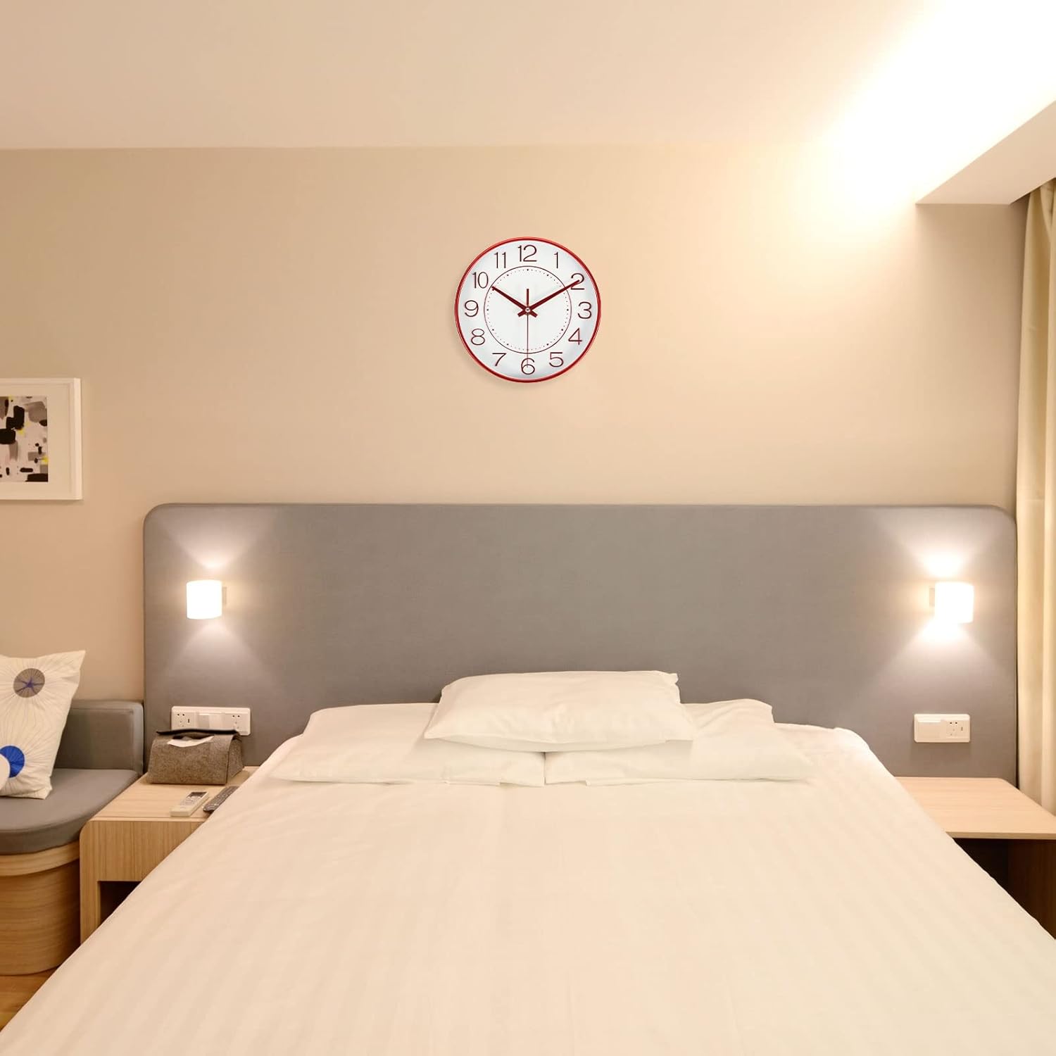 PATIKIL Reloj de pared de 8 pulgadas, funciona con pilas, silencioso y moderno reloj de pared redondo sin tictac para decoración de cocina, oficina,