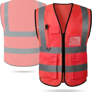 Chaleco de seguridad con bolsillos y cremallera para mujeres y hombres, chaleco reflectante de alta visibilidad, para trabajo de construcción, Chaleco de seguridad con bolsillos y cremallera para mujeres y hombres, chaleco reflectante de alta visibilidad, para trabajo de construcción,