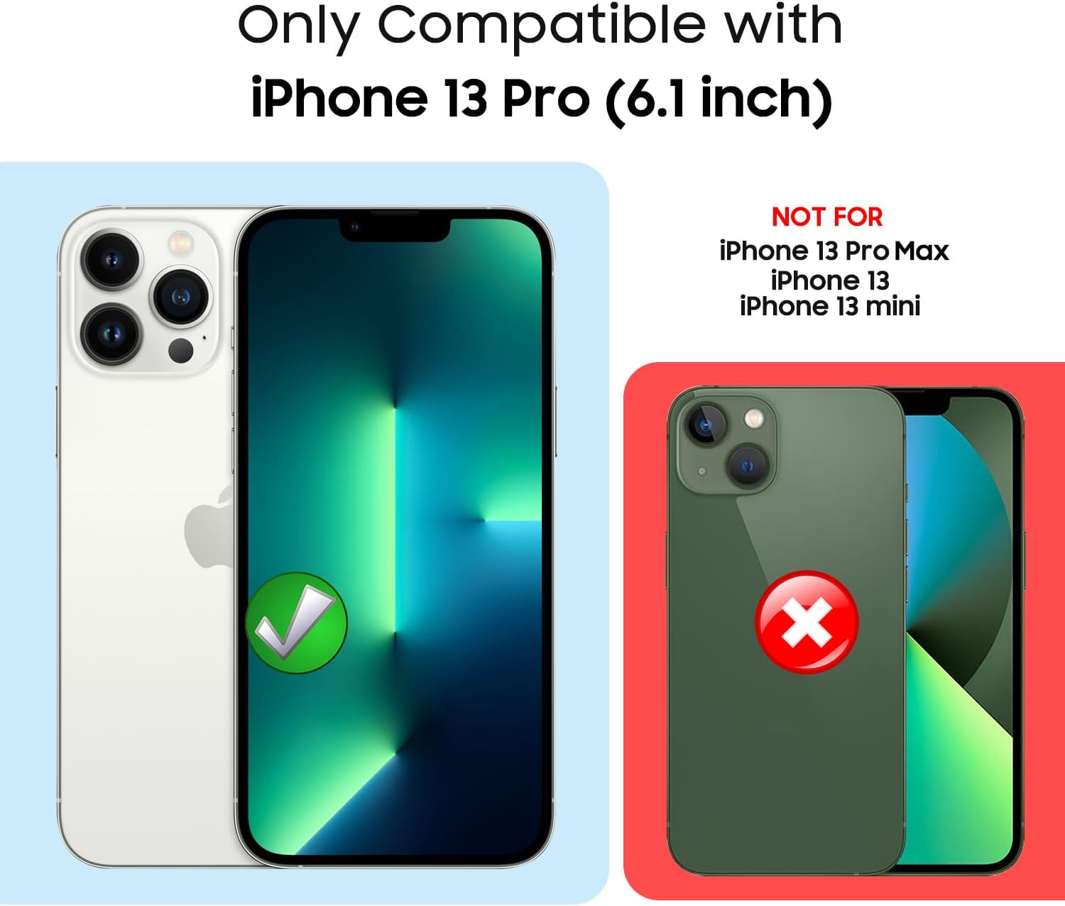 Funda magnética para iPhone 13 Pro, compatible con MagSafe, protector de lente de cámara integrado, vista de logotipo, funda de grado militar a