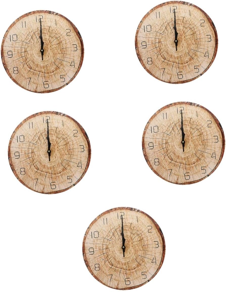 IMIKEYA 5pcs Annual Ring Wall Clock 3D Wall Clock Decor Wooden Wall Clock Bedroom Wall Clock Simple Wall Clock Clocks Rustic Home Decor Stylish