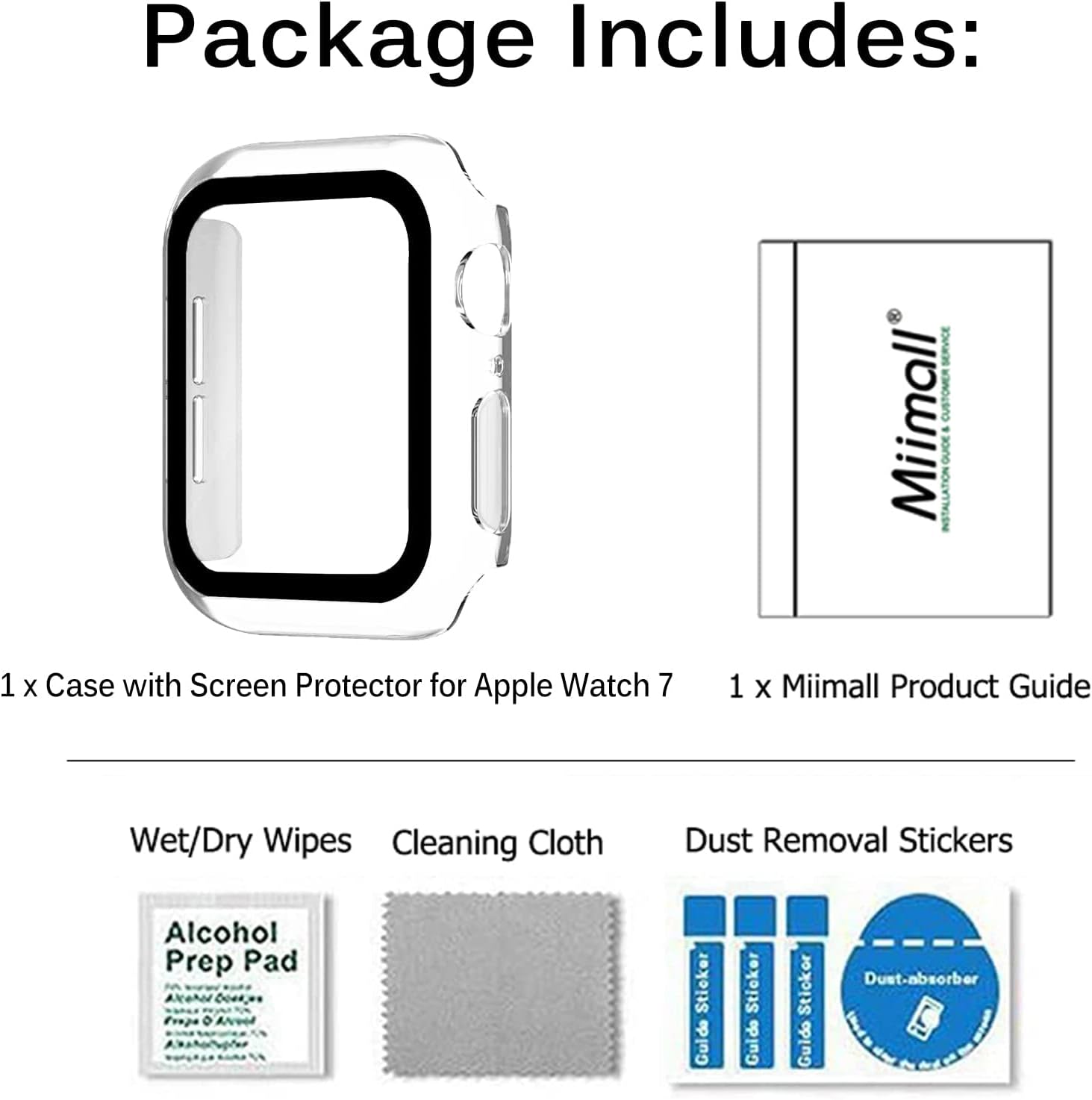 Miimall Funda compatible con Apple Watch Series 8 de 1.772 pulgadas con protector de pantalla antiarañazos, a prueba de golpes, policarbonato duro y