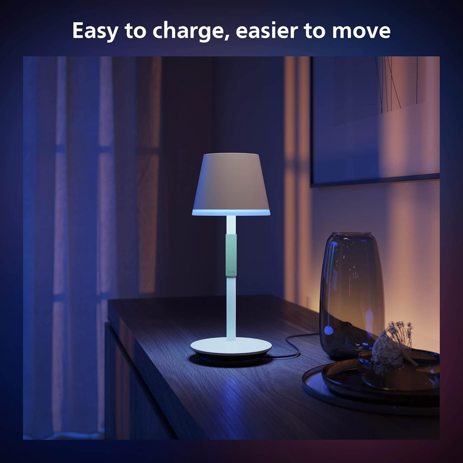 Philips Hue Go – Lámpara de mesa portátil de 2unidades para uso en interiores y exteriores, ambiente blanco y de color, compatible con Alexa, Apple