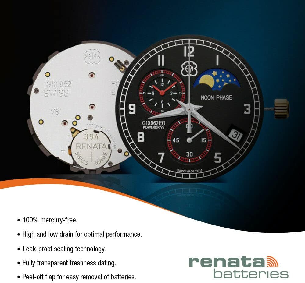 Renata 373 SR916SW Baterías  1.55 V Óxido de Plata 373 Batería de Reloj (2 unidades)