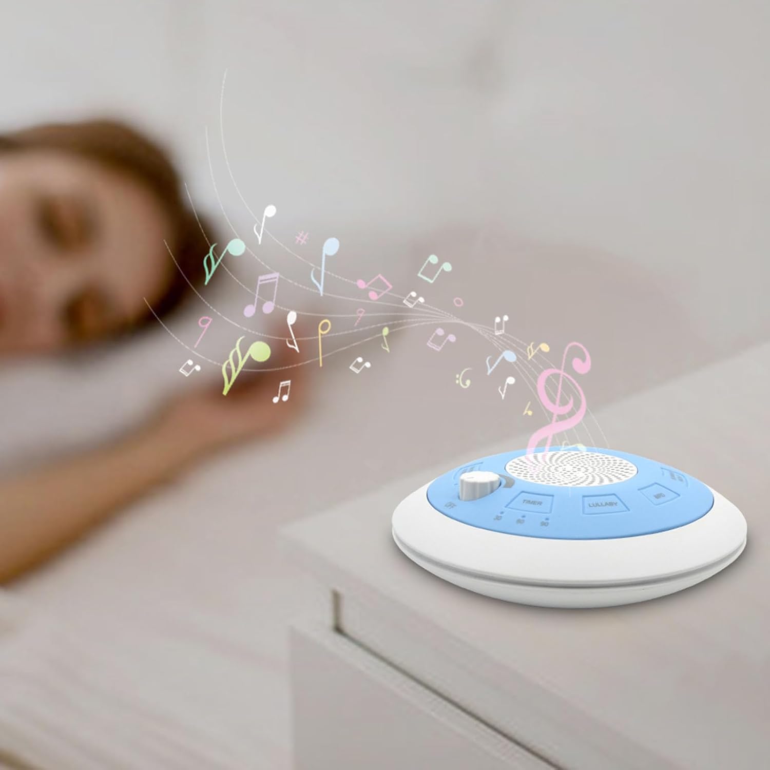Máquina de sonido de ruido blanco con 8 sonidos relajantes, configuraciones, diseño moderno, ayuda para dormir portátil con apagado automático para