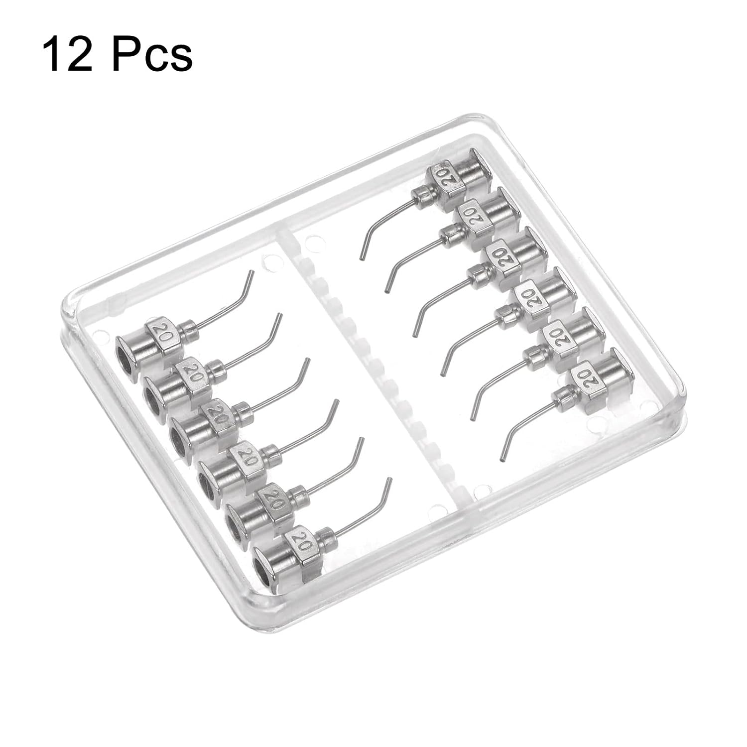 12 agujas dispensadoras, calibre 20, punta roma, de acero inoxidable, 45 grados, con conector Luer Lock para cartuchos de tinta, pegamento,