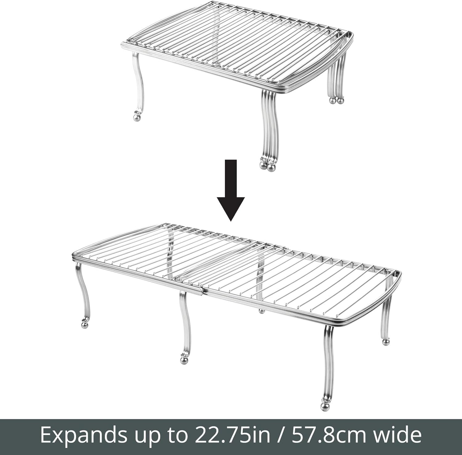 mDesign Hyde Collection – Estante de metal de alambre expandible para armario de cocina, despensa ajustable, encimera, organizador de estantes de