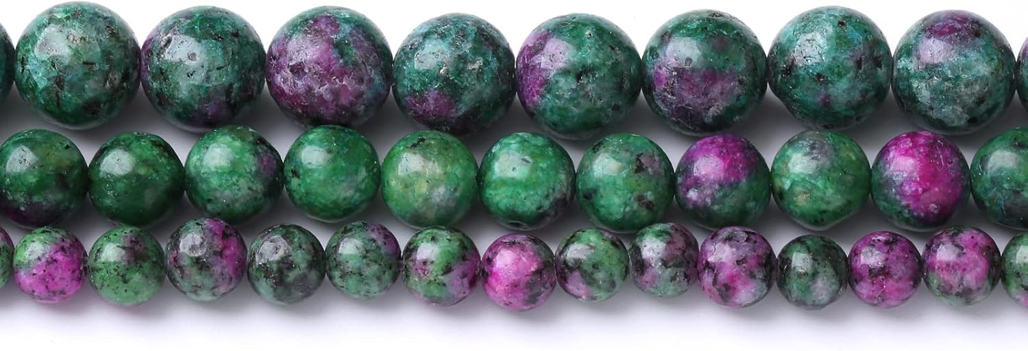 60 cuentas de piedra natural epidota zoisita de 0.236 pulgadas (0.236 in), cuentas redondas sueltas de piedra para hacer joyas, bricolaje y piedra
