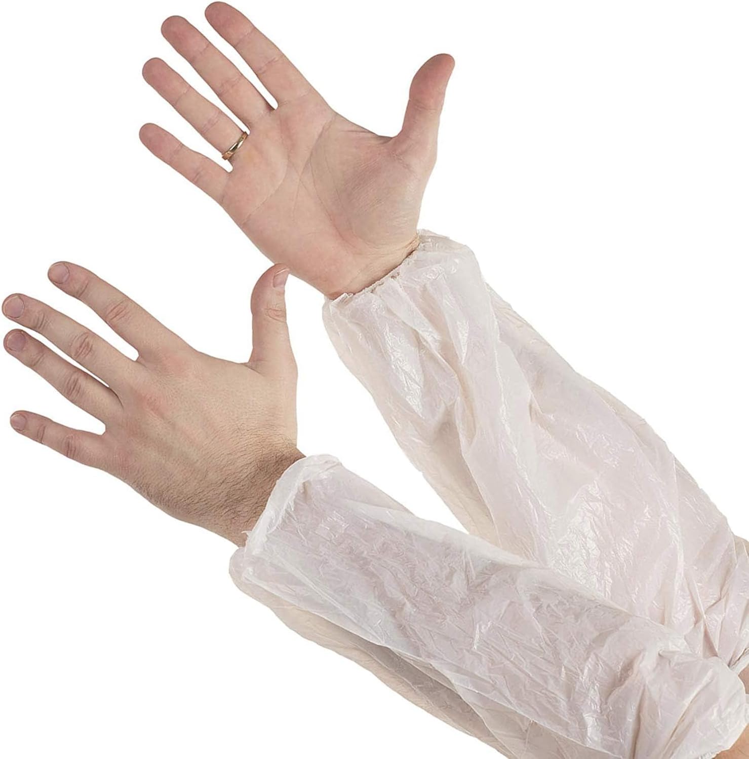 AMAZING – Fundas protectoras desechables blancas de 18 pulgadas, paquete de 100 fundas protectoras de polietileno de polietileno de 1 mil de grosor