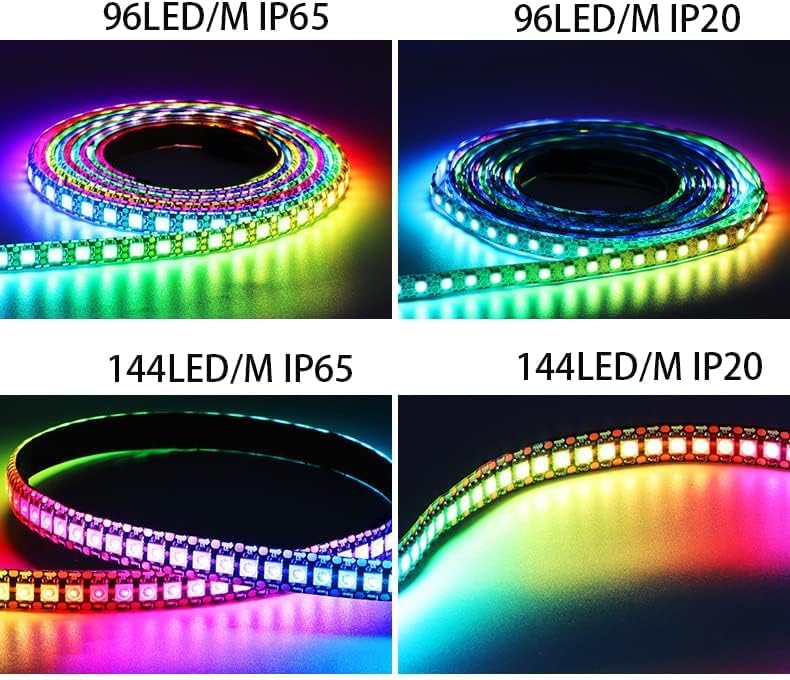TOPXCDZ WS2812B WS2812 – Tira LED de píxeles direccionables individualmente flexible digital RGB 30607496144PixelLedsM cinta de luz 5V (5M 96LEDM,