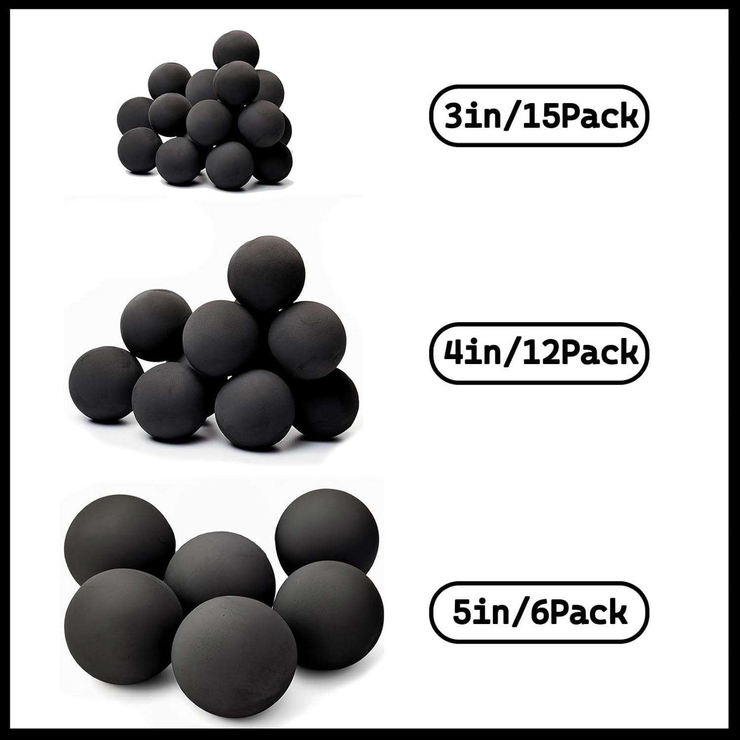 Fxswety Bolas de fuego de cerámica para chimenea, paquete de 6 bolas de fuego de 5 pulgadas para fogatas de propano y gas, accesorios de chimenea,