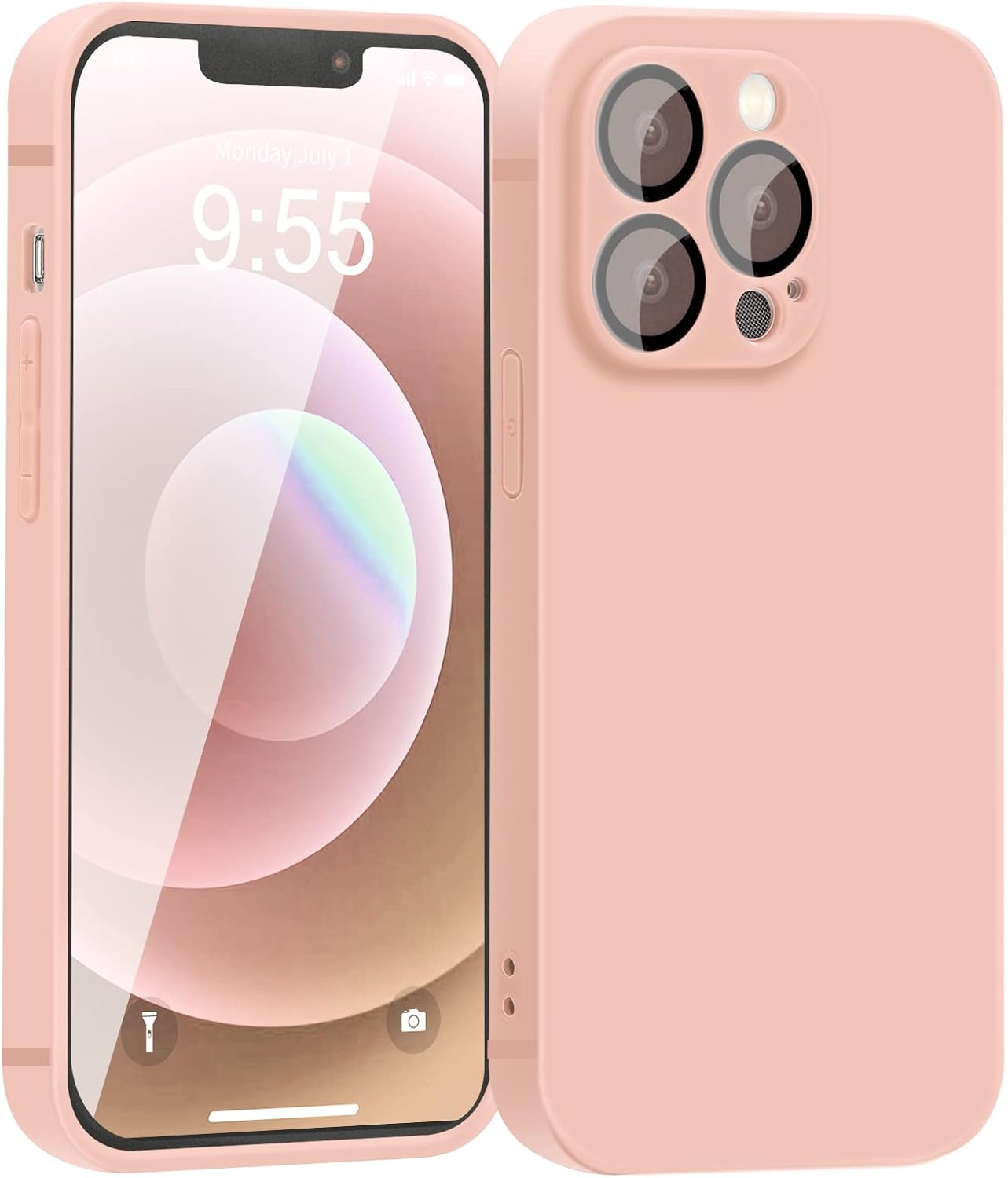 YZR Silicone Case for iPhone 12 Pro Case 6.1 inch, Individual Protection for Each Lens, Liquid Silicone Phone Case with Microfiber Lining (Light