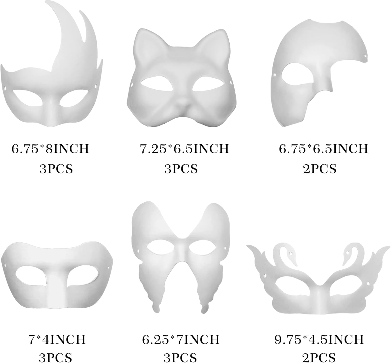 PARAOR 16 máscaras blancas para mascarada, máscaras de papel pintables, máscaras blancas de media cara para Mardi Gras, cosplay, baile de máscaras,