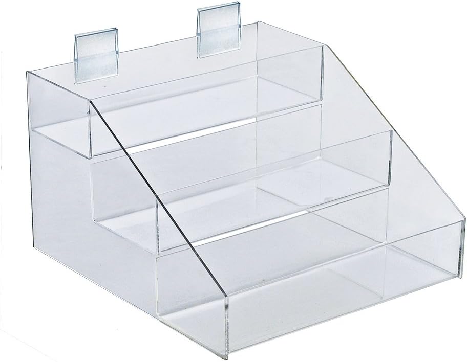Azar Displays 326050 Pantalla de escalón de 3 niveles de 12 pulgadas de ancho x 11.75 pulgadas de profundidad x 7.125 pulgadas de alto para