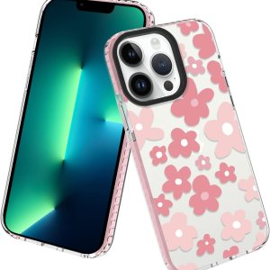OOK Funda de cristal para iPhone 13 Pro Max de 6.7 pulgadas, bonito diseño de flores rosas para mujeres, Gilrs, TPU flexible protección a prueba de OOK Funda de cristal para iPhone 13 Pro Max de 6.7 pulgadas, bonito diseño de flores rosas para mujeres, Gilrs, TPU flexible protección a prueba de