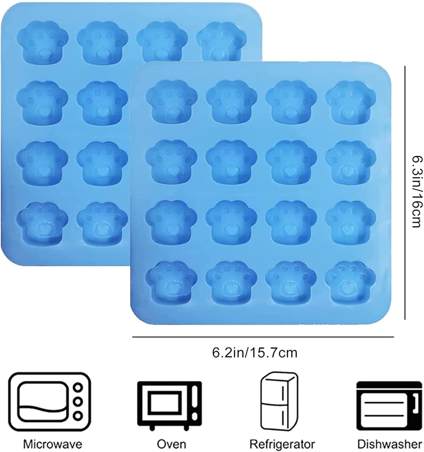 Set of 52 Pcs Silicone Molds Puppy Dog Paw, 16-Cavity, 3 Pieces Stainless Steel Bone Cookie Cutter,for Chocolate, Candy, Jelly, Ice Cube, Dog Treats.