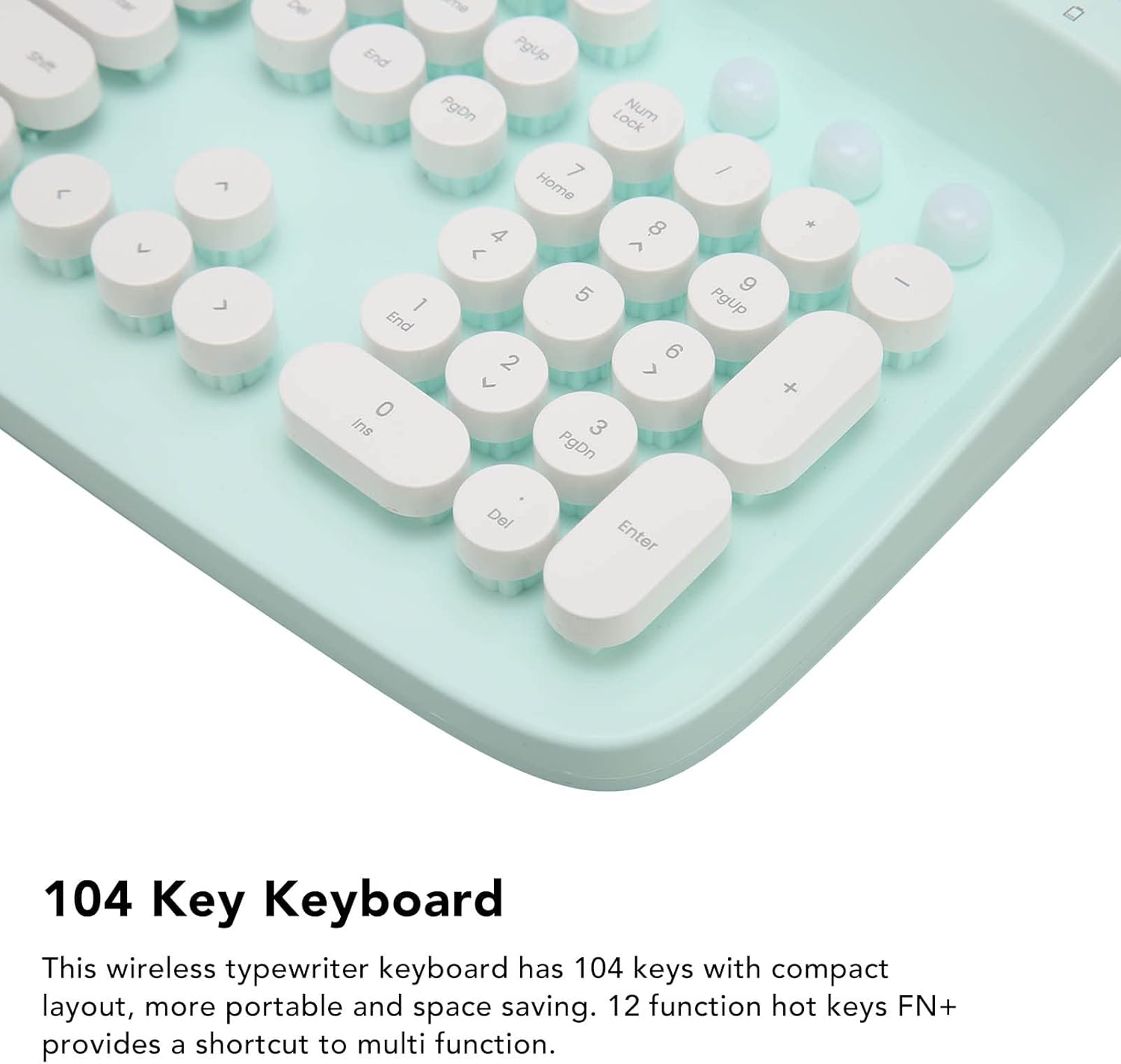 Teclado mecánico para juegos, teclado inalámbrico de máquina de escribir, teclado Bluetooth con soporte para teléfono, teclado redondo de 104
