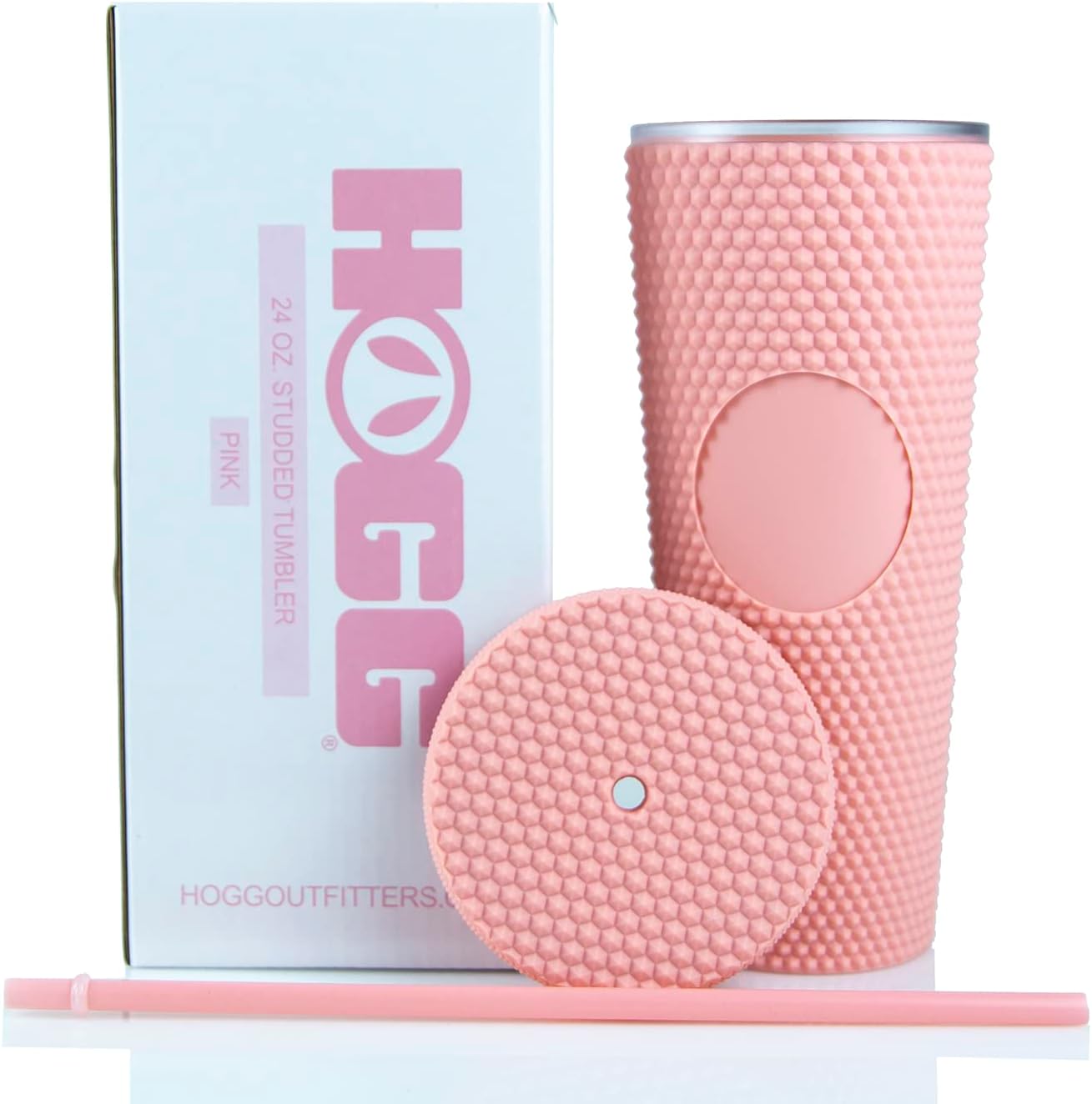 Hogg Vaso de 24 onzas con tapa y pajita, para bricolaje, personalizable con brillo o purpurina, vaso Venti texturizado reutilizable, aislamiento de