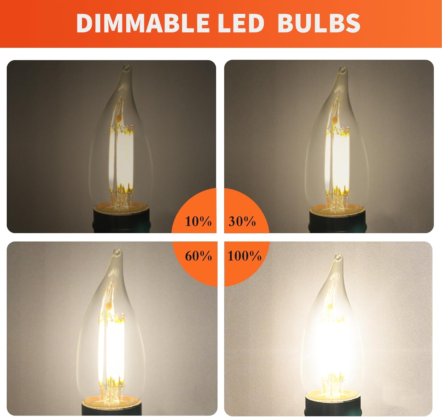 ALAMPEVER Bombilla LED E26 de 60 vatios, bombillas de araña, bombillas LED de candelabro blanco suave de 2700 K, paquete de 24 bombillas de vela