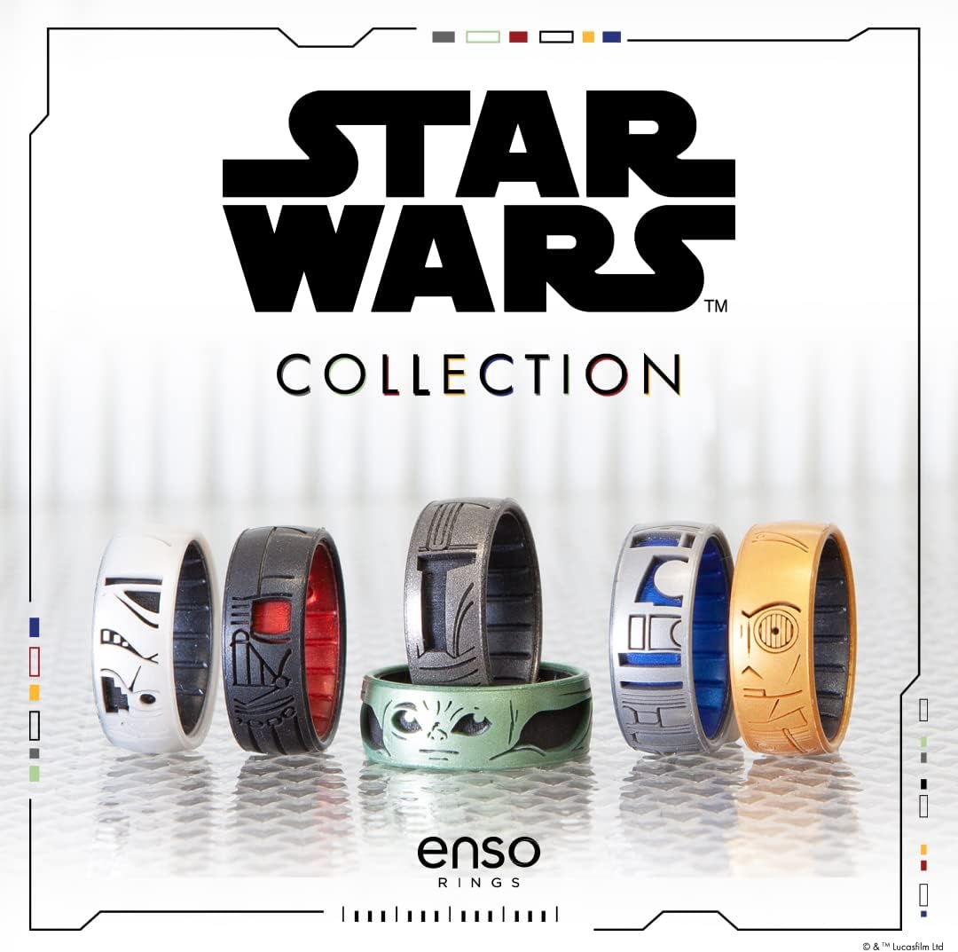 Enso Rings Anillo de silicona clásico grabado de Star Wars, 0.315 in de ancho, 0.085 in de grosor