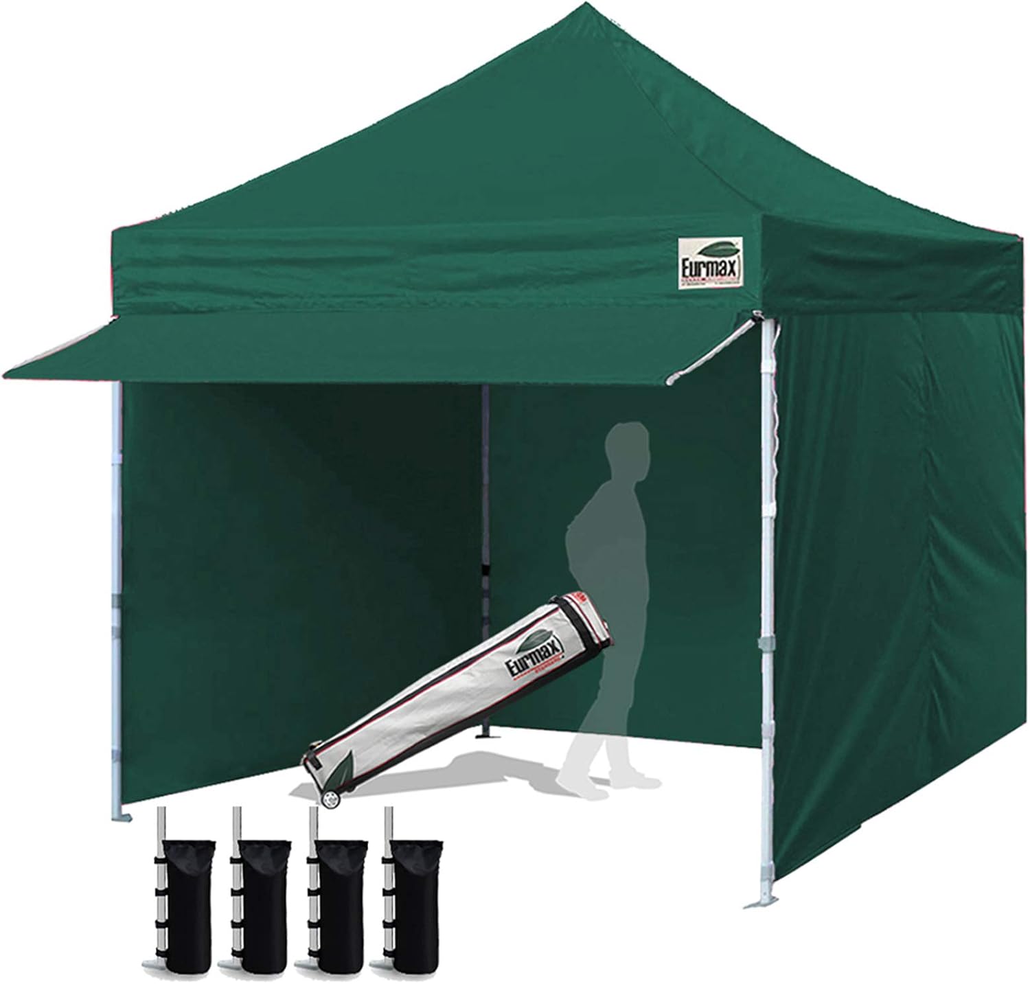 Toldo Eurmax comercial de 3 m x 3 m, carpa para armar, toldos para fiestas en exteriores con 4 paredes laterales desmontables, con cierres, y bolsa