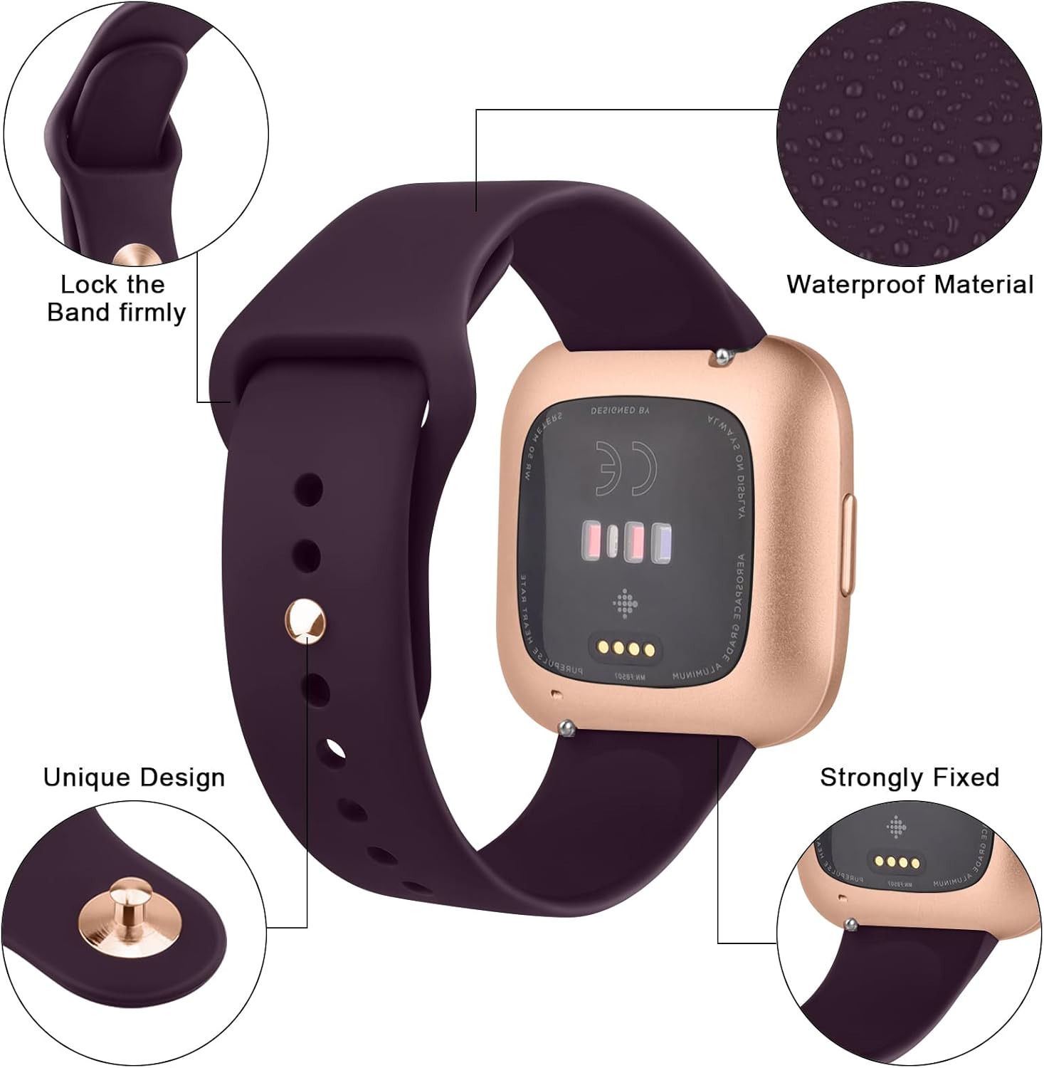 Vancle Correas de silicona compatibles con correas de reloj Fitbit Versa 2 para mujeres y hombres, correas de repuesto deportivas suaves y