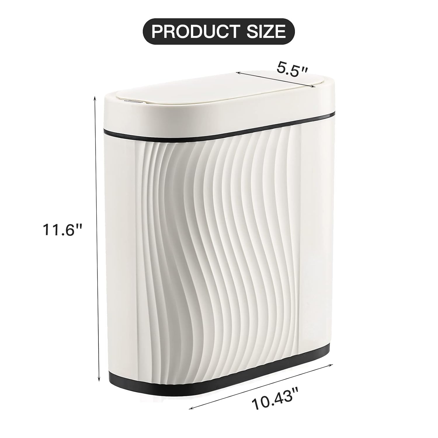 Cubo de basura automático pequeño de plástico de 2.6 galones, bote de basura inteligente sin contacto, cubo de basura con sensor de movimiento con