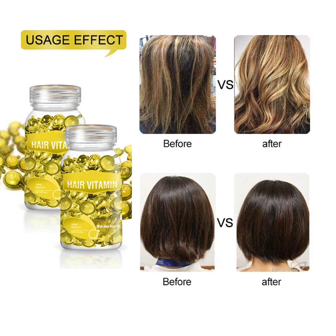 gowwim Cápsula de suero de vitamina para el cabello, suero de tratamiento capilar, aceite de aguacate y macadamia, aceite complejo de aceite suave y