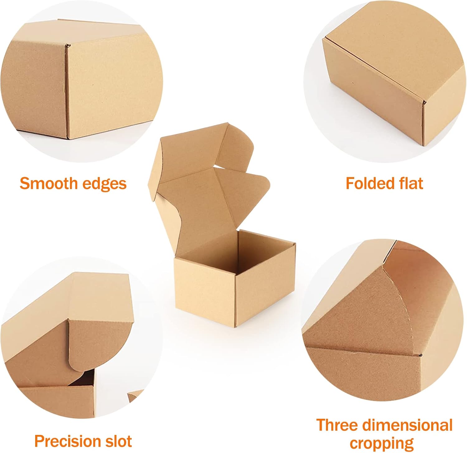 PHAREGE Paquete de 50 cajas de envío de 6 x 4 x 3 pulgadas, cajas de regalo de cartón marrón con tapas para envolver regalos para mujeres y hombres,