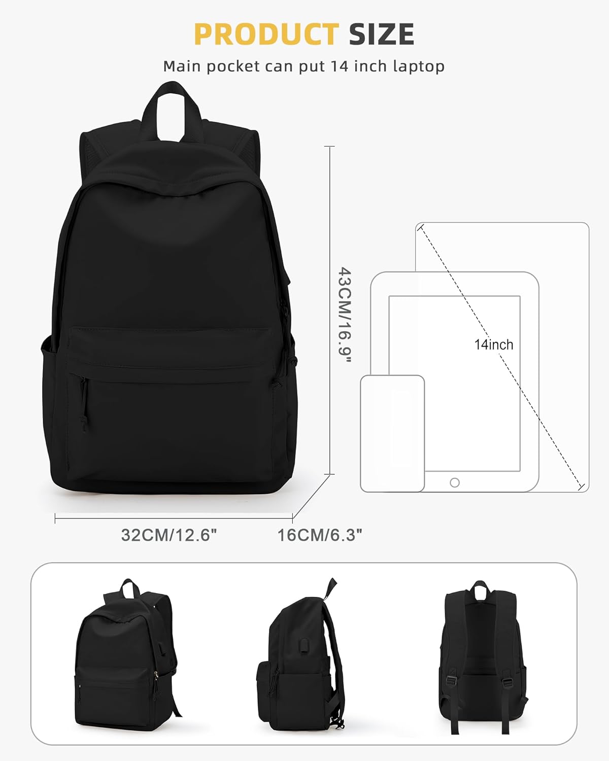 BOXSAM Mochila escolar, G2-negro, Mochila Causal