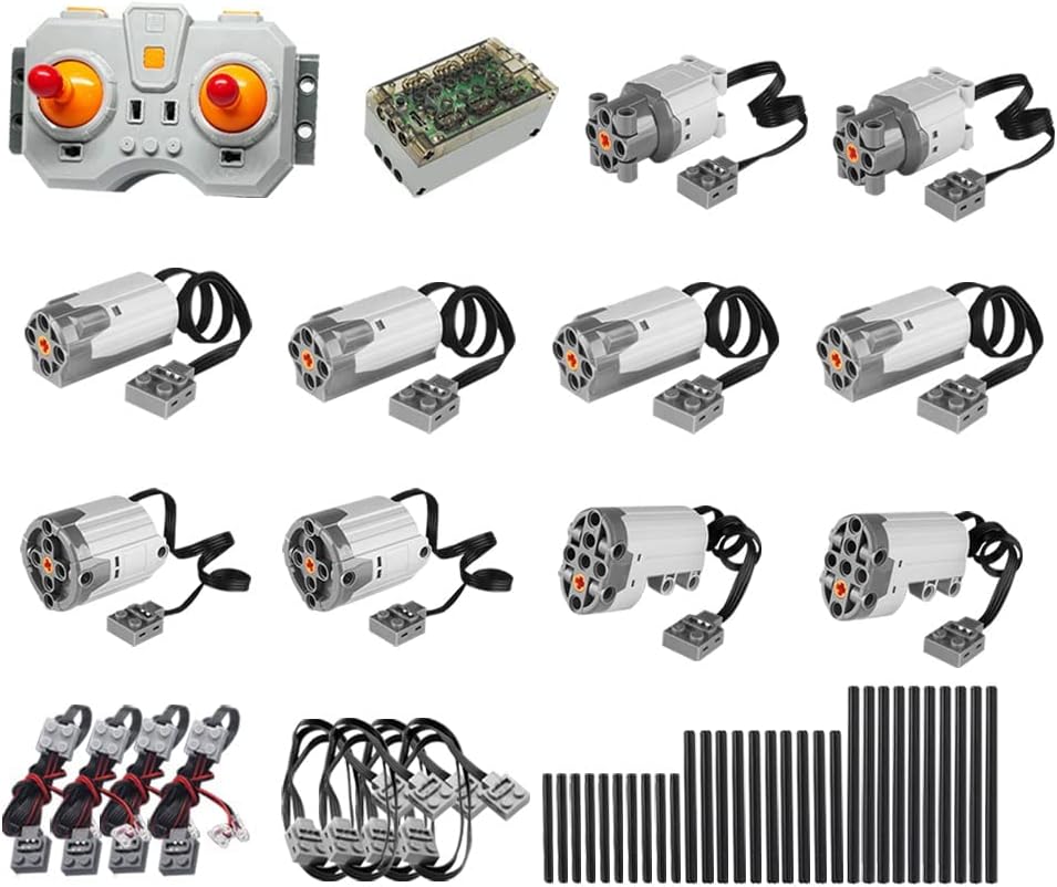 MISINI – Juego de 50 funciones de potencia Technik, incluyendo kit de motores XLLMservomotores (cruz del eje), control remoto de velocidad