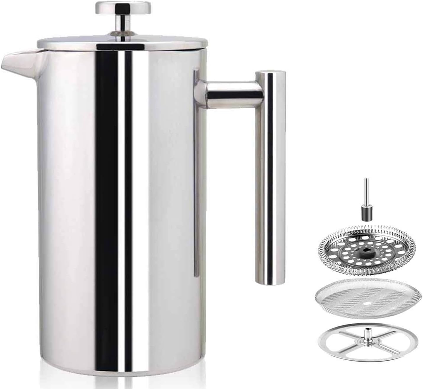 French Press – Cafetera de doble pared de acero inoxidable de grado 304 para café expreso y tetera, sin óxido, apta para lavavajillas, 34 onzas (1
