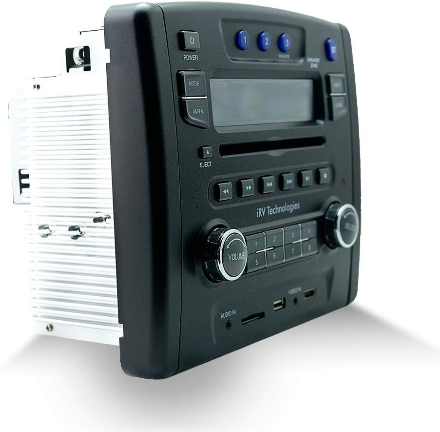 iRV Technology iRV34 AMFMCDDVDMP3MP4 USBSDHDMIDigital2.1Sonido envolventeBluetooth 3 zonas montaje en pared RV Radio estéreo