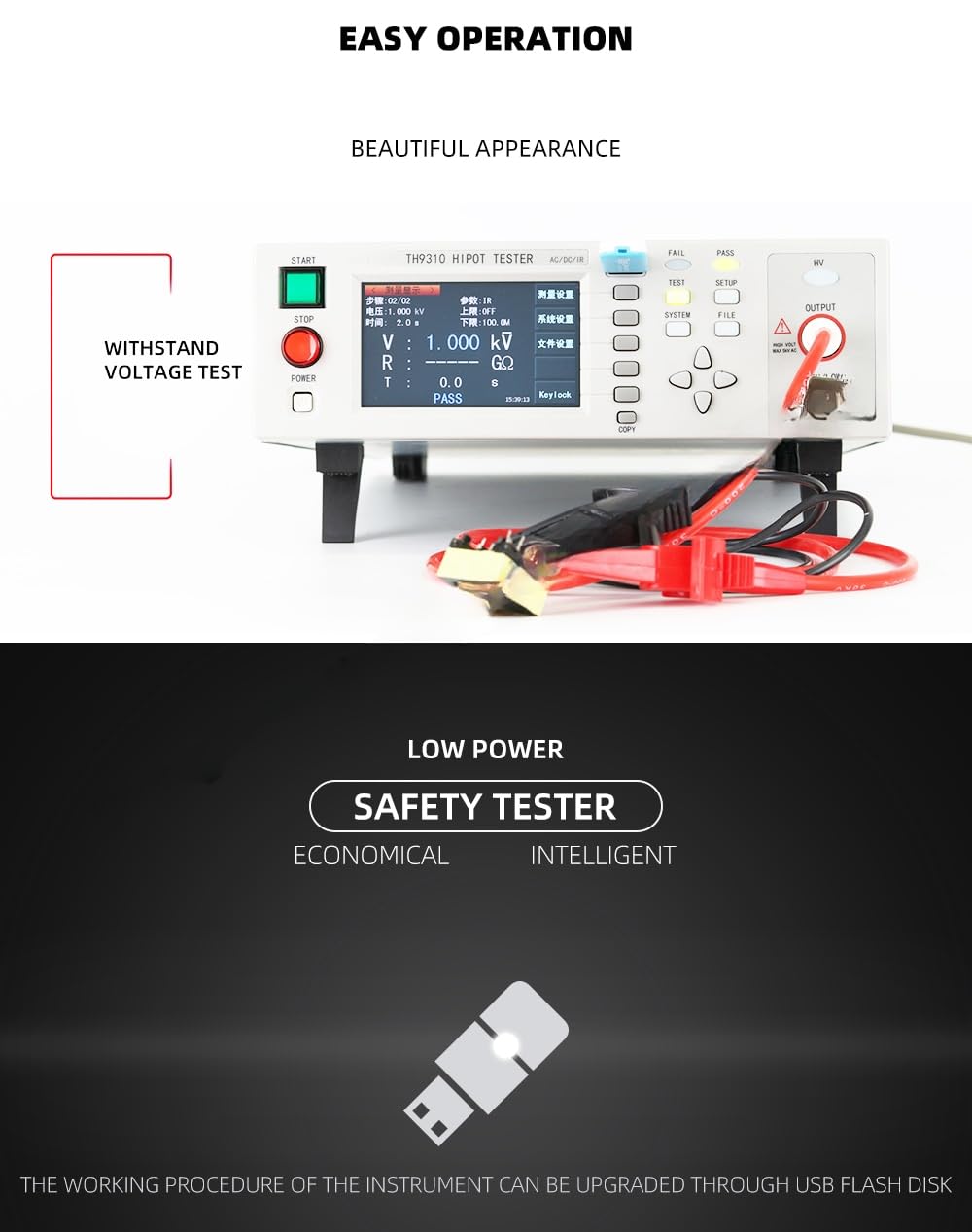 Probador de voltaje de resistencia del probador de TH9320 Hipot AC y DC, TH9310B tipo TH9310 de la CA TH9310 (TH9320)